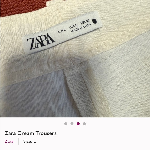 Zara Women’s Cream Wide Leg Pants with Black Design - Picture 2 of 3